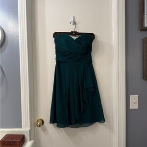 David's Bridal Strapless Teal Dress